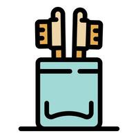 Two toothbrushes standing in a toothbrush holder are ready for brushing teeth vector