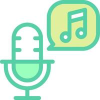 A microphone and music note with a speech bubble vector