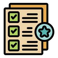 Document with check marks receiving quality star approval symbol icon vector