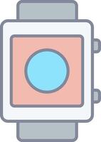 A watch with a blue circle on the face vector