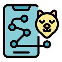 Dog tracking app showing location on smartphone screen vector