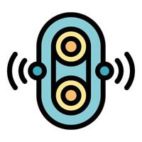 Wireless bluetooth speaker emitting sound waves icon vector