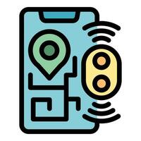 Smartphone showing location of wireless charging pad on map vector