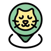 Green pin pointing location of cat sitting with closed eyes vector