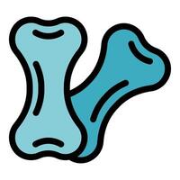 Two blue dog bones crossed over creating negative space vector