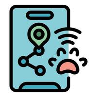 Online pet tracking app showing location on smartphone vector