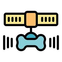 Smart dog collar sending signal with bone icon vector