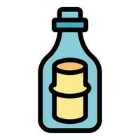 Message in a bottle with cork floating on water inside glass bottle icon vector