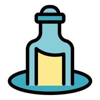 Message in a bottle floating on water with cork lid secured tightly vector