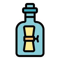 Message in a bottle with cork lid floating on the sea vector