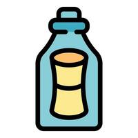 Message in a bottle with cork lid floating on water vector