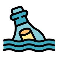 Message in a bottle floating on ocean waves vector
