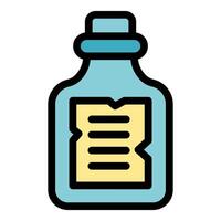 Message in a bottle floating on the sea waves icon vector