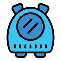 Blue alarm clock displaying time icon for time management concept vector