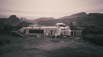Colonist base established on a rocky, distant planet in a futuristic setting video