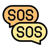 Two speech bubbles showing sos signal for emergency communication vector