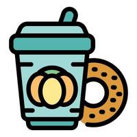 Pumpkin spice latte being served with a donut for breakfast vector