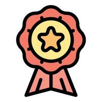 Red award ribbon with star showing quality guarantee vector