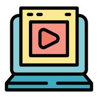 Laptop showing video streaming website interface vector
