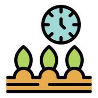 Clock showing time passing for plant growth cycle vector