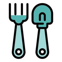 Gardening tools set with fork and trowel for planting vector