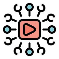 Video platform sharing connecting spreading content icon vector