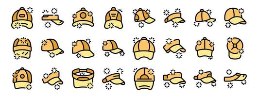 Set of clean and shiny caps and visors icons vector