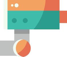 A flat icon of a camera with a red and orange handle vector