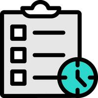 A checklist with a clock and a pen vector