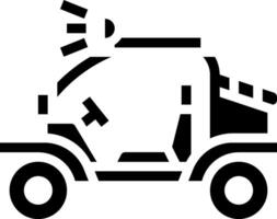 A black and white image of a car with a light on it vector