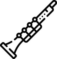A black and white line drawing of a clarinet vector