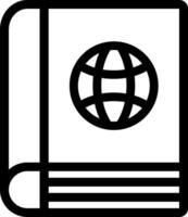 A black and white image of a book with a globe on it vector