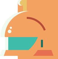 A cartoon helmet with a green and orange background vector