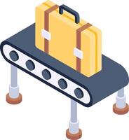 An illustration of a suitcase on a conveyor belt vector