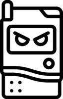 A black and white image of a cell phone with an angry face vector