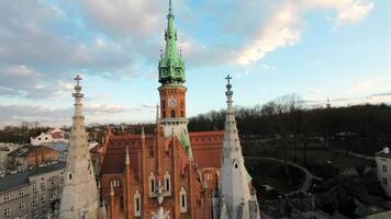 Agile flight around St. Joseph's Church and over Podgorski Square in Cracow video