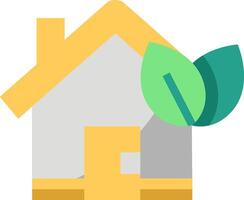 A house with a leaf on the roof and a green leaf on the front door vector