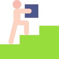 A man is climbing up a hill with a box vector