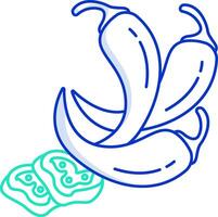 A drawing of two peppers and a piece of bread vector
