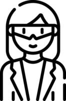 A woman in a suit and glasses icon vector