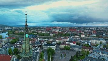 Aerial hyperlapse of Podgorze district in Krakow with view of Royal Wawel Castle video