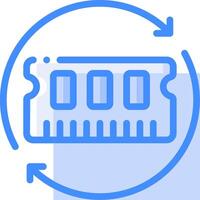 A blue and white icon with a memory module vector