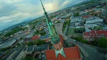Agile flight around St. Joseph's Church and over Podgorski Square in Cracow video