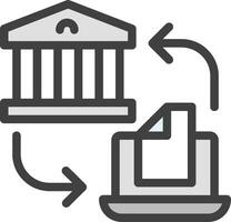 A bank and a building with a document and a computer vector