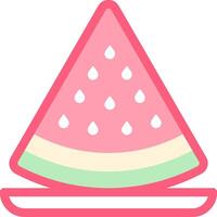 A slice of watermelon is shown on a plate vector