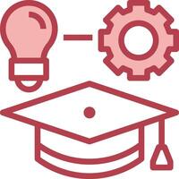 A graduation cap with a light bulb and gears vector
