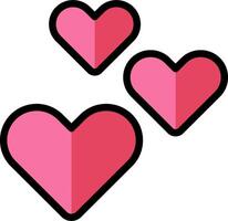 Three hearts in a row on a white background vector
