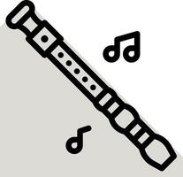 A black and white image of a flute with music notes vector