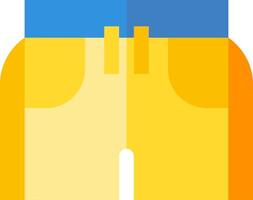 A pair of shorts with a blue and yellow color vector