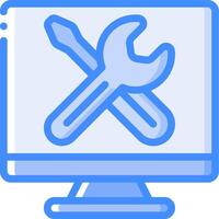 A computer monitor with two wrenches and a wrench vector